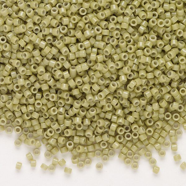 Seed bead, Delica®, glass, pkg/250g, #11 round, Duracoat® opaque outside dyed cactus (DB-2124). image number 0