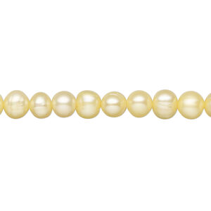 Freshwater pearl 1pkg1, semi-round, 15 inch jonquil 6-7mm cultured