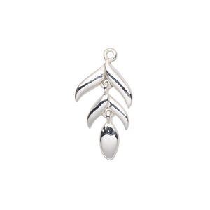 Charm, silver-plated brass, 20x11.5mm leaves. Sold individually.