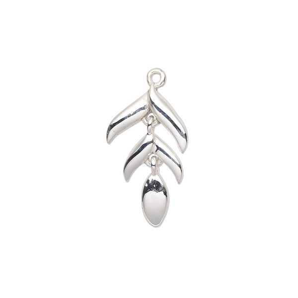Charm, silver-plated brass, 20x11.5mm leaves. Sold individually. image number 0