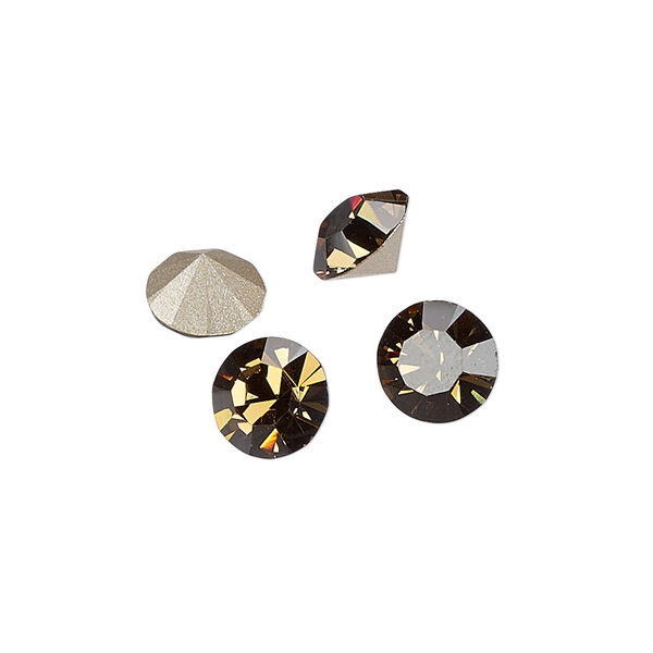 Chaton 8pk smoked topaz foil back, Preciosa MAXIMA Czech crystal rhinestone 8.16-8.41mm 15-cut faceted round SS39 image number 0