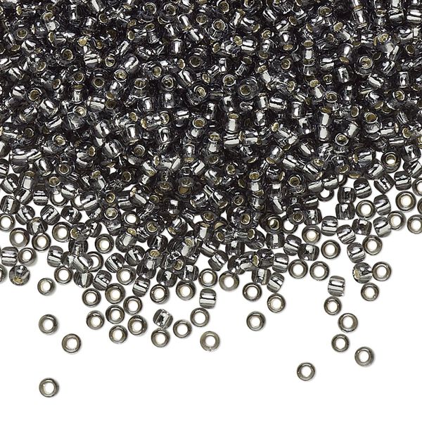 Seed bead, TOHO BEADS®, glass, pkg/7.5g, #11 round, transparent silver-lined grey (TR-11-29B). image number 0