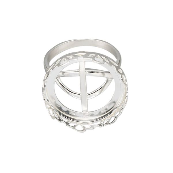 Ring, sterling silver, 21mm round with 20mm round cabochon bezel setting, size 7. Sold individually. image number 0