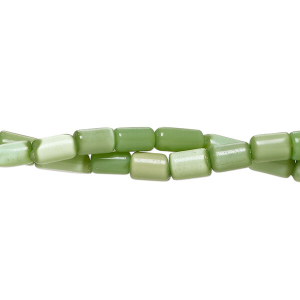 Bead fiber optic 2pk opaque green, 5x3mm-6x5mm round tube 14 inch image number 0