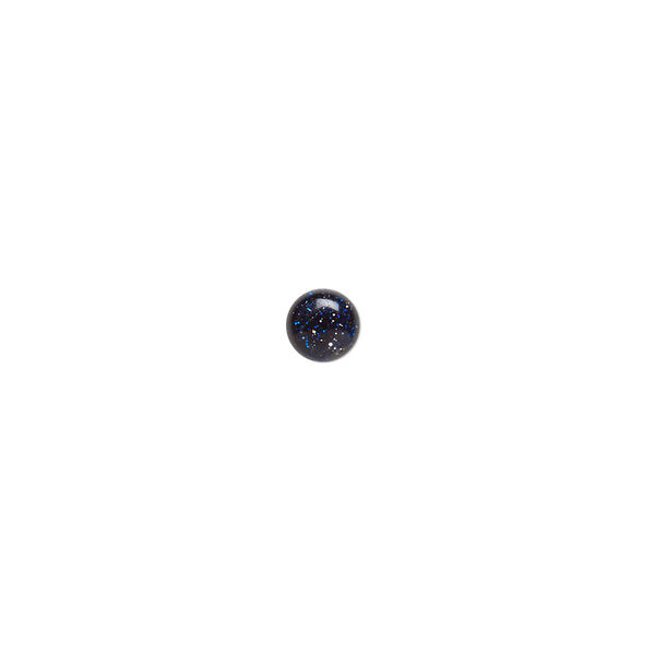 Cabochon, blue goldstone (glass) (man-made), 5mm calibrated round. Sold per pkg of 10. image number 0