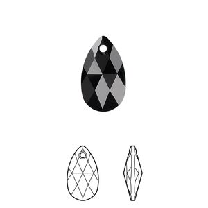 Drop 144pk jet, Swarovski® 16x9mm pendant pear 6106