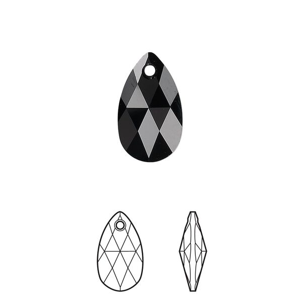 Drop 144pk jet, Swarovski® 16x9mm pendant pear 6106 image number 0