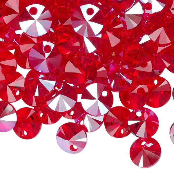 Drop 12pk light Siam shimmer, Crystal Passions® 8mm pendant mini disk 6428 image number 1