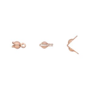 Bead tip, copper, 7x3.5mm bottom clamp-on with 2 closed loops. Sold per pkg of 100.