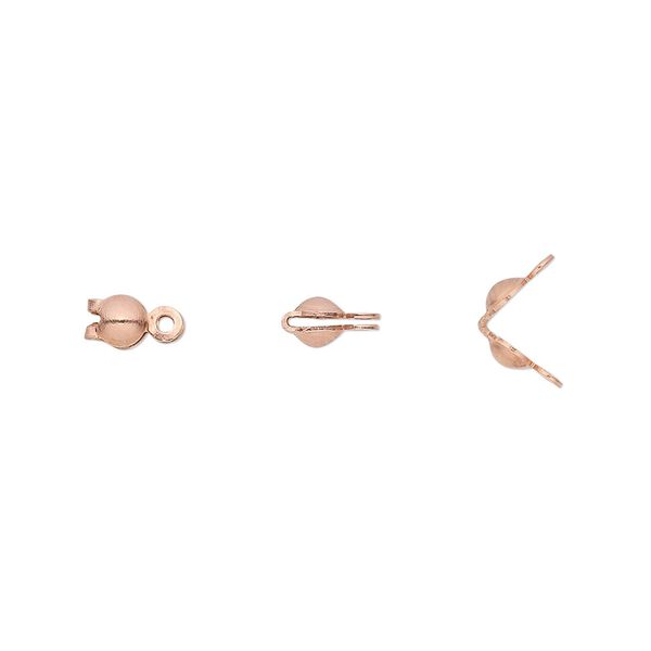 Bead tip, copper, 7x3.5mm bottom clamp-on with 2 closed loops. Sold per pkg of 100. image number 0