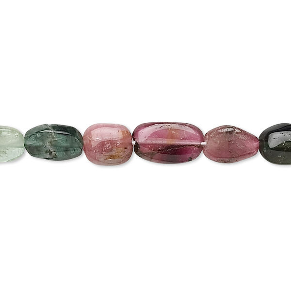 Bead, multi-tourmaline (natural), 7x5mm-9x6mm hand-cut flat oval, C grade, Mohs hardness 7 to 7-1/2. Sold per 15" to 16" strand. image number 0