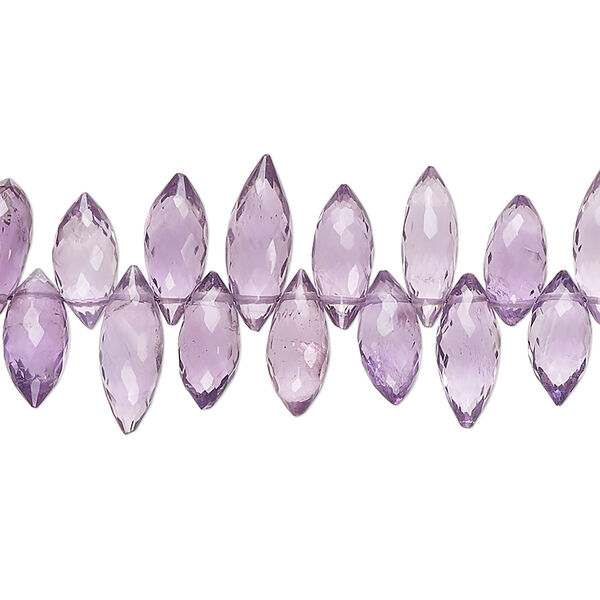 Amethyst 1pkg1, hand-cut top-drilled micro-faceted puffed marquise bead natural B grade, 8 inch 8x4mm-13x6mm image number 0