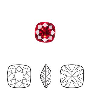 Fancy stone 6pk light Siam foil back, Crystal Passions® 10mm cushion 4470