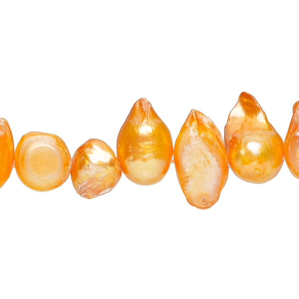 Pearl 1pkg1 freshwater, 14x7mm-18x10mm baroque 15 inch cultured orange image number 0