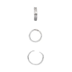 Loop Lock™, sterling silver, 8mm hammered round. Sold per pkg of 4.