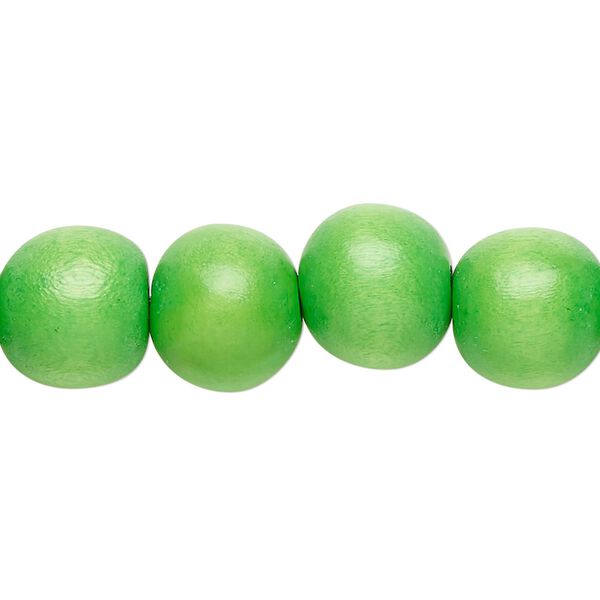 Bead 1pkg1, Taiwanese cheesewood (dyed / waxed), kelly green, 11-12 round, 15-1/2 to 16 inches. image number 0