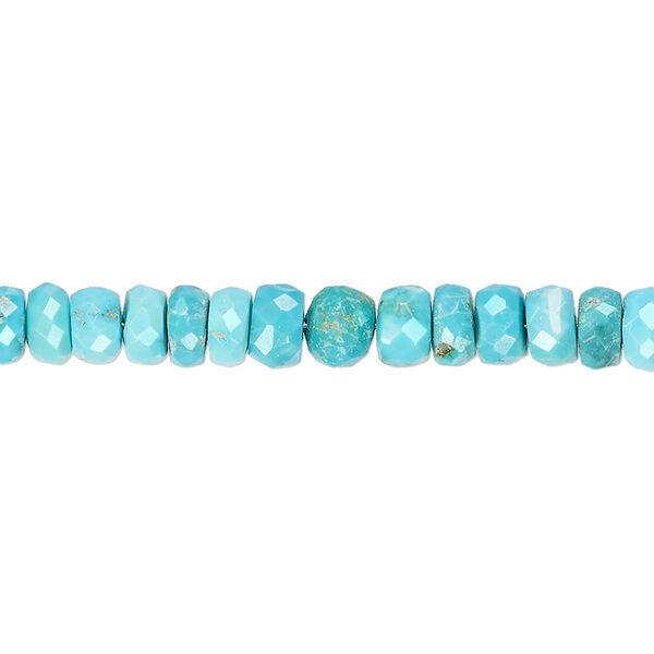 Kingman turquoise 1pkg1, hand-cut faceted rondelle B grade, 15.5-16 inch graduated 4x3mm-6x4mm image number 1