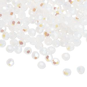 Bead 144pk white opal shimmer, Crystal Passions® 4mm round 5000