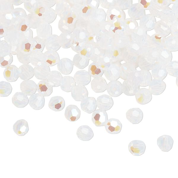 Bead 144pk white opal shimmer, Crystal Passions® 4mm round 5000 image number 0
