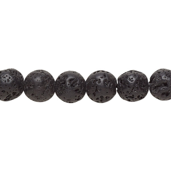 Bead, lava rock (waxed), 8mm round, B grade, Mohs hardness 3 to 3-1/2. Sold per pkg of 10. image number 0