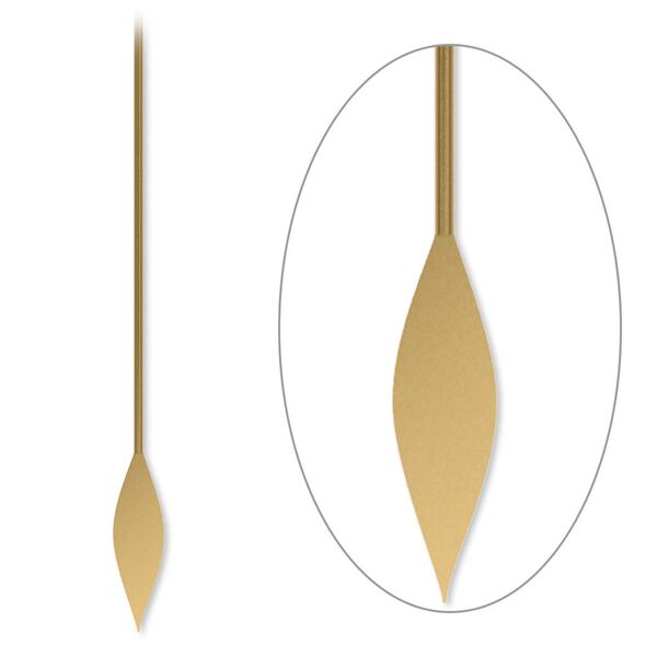 Paddle pin, antique gold-plated brass, 2-inch spear style, 22 gauge. Sold per pkg of 500. image number 0