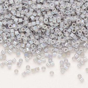 Seed bead, Delica®, glass, pkg/7.5g, #15 round, opaque rainbow ghost grey (DBS-1579).