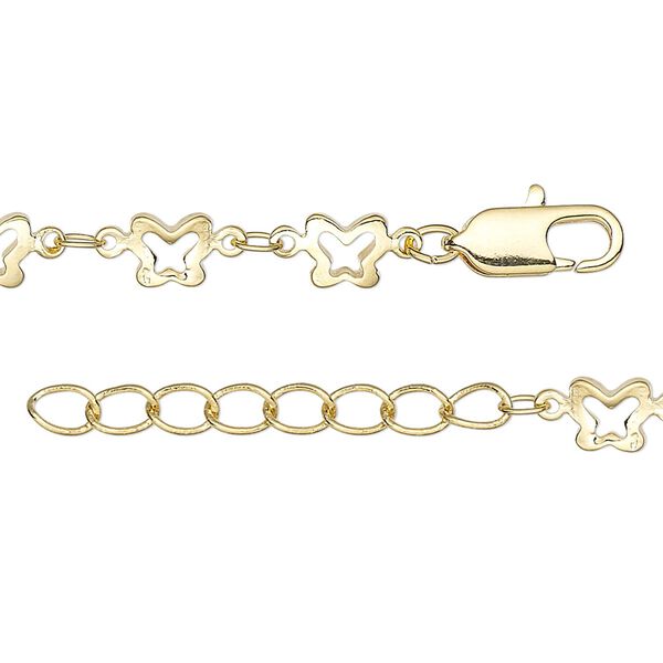 Chain 1pkg1 oval & butterfly, 2mm / 5mm / lobster claw clasp, gold-finished brass 18 inch image number 0
