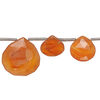 Carnelian 1pkg7, hand-cut top-drilled faceted puffed teardrop bead, graduated 9x8mm-18x17mm light to medium image number 0