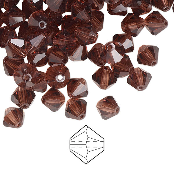 Bead 24pk light burgundy, Preciosa Czech crystal 6mm bicone image number 0