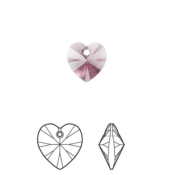 Drop 288pk iris, Swarovski® 10mm pendant heart 6228 image number 0