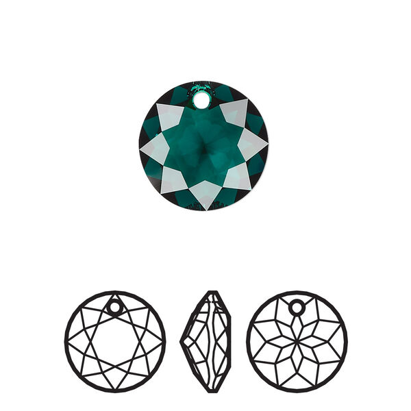 Drop 1pk emerald, Crystal Passions® 14mm pendant classic cut 6430 image number 0