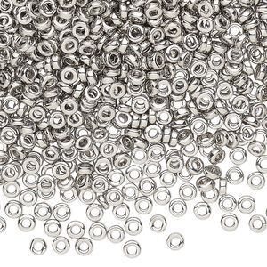 Seed bead, Miyuki, glass, pkg/250g, 3x1.3mm spacer rondelle, opaque palladium-plated, (SPR3-194).