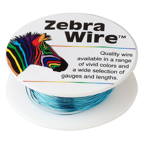 Wire, Zebra Wire™, color-coated copper, turquoise blue, round, 26 gauge. Sold per 30-yard spool. image number 0