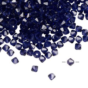 Bead 144pk deep tanzanite, Preciosa Czech crystal 4mm bicone