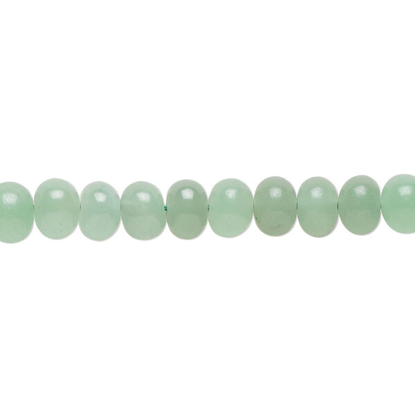 Bead, green chalcedony (dyed), light to medium, 6x4mm-7x5mm hand-cut rondelle, B- grade, Mohs hardness 6-1/2 to 7. Sold per 14-inch strand, approximately 80 beads. image number 0