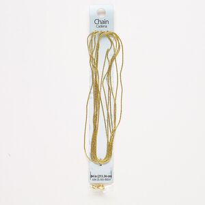 Chain, gold-finished "pewter" (zinc-based alloy) and steel, 1mm snake, 7 feet with (4) 6mm 19 gauge jump rings and (4) 7x3mm crimp ends. Sold individually.
