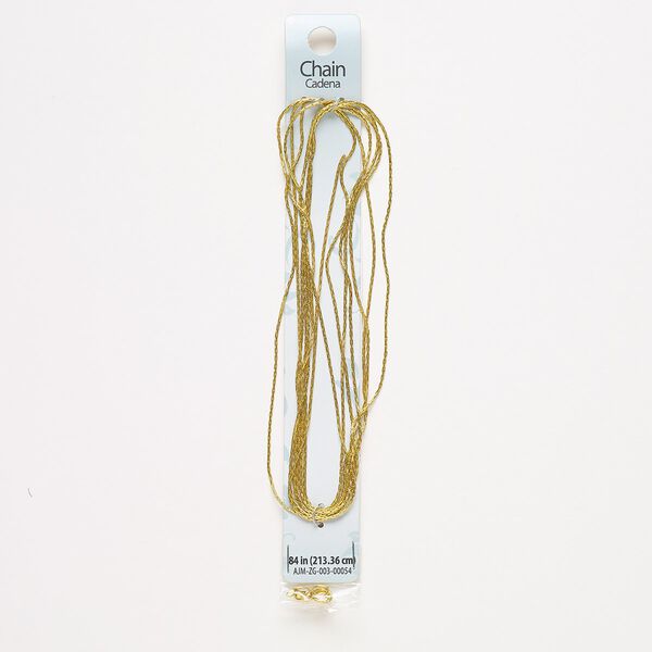 Chain, gold-finished "pewter" (zinc-based alloy) and steel, 1mm snake, 7 feet with (4) 6mm 19 gauge jump rings and (4) 7x3mm crimp ends. Sold individually. image number 0