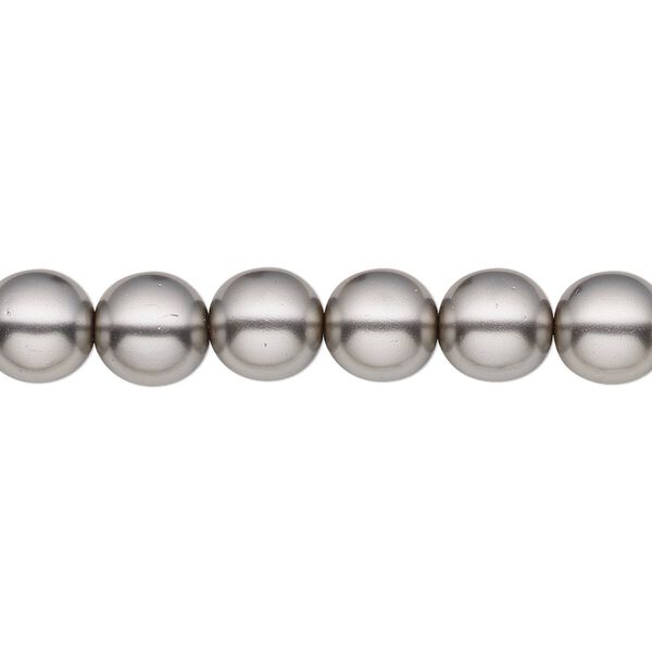 Bead, Czech pearl-coated glass druk, opaque grey, 8mm round. Sold per 15-1/2" to 16" strand. image number 0