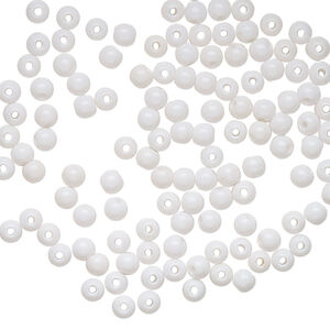 Bead, vintage Japanese acrylic, white, 3mm round. Sold per pkg of 135.