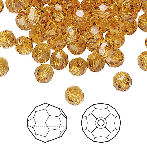 Bead 144pk golden topaz, Crystal Passions® 6mm round 5000 image number 0