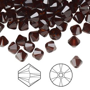 Bead 360pk smoked amber, Swarovski® 6mm XILION bicone 5328