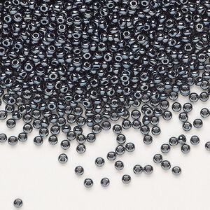 Seed bead, Preciosa Ornela Czech glass, pkg/500g, #11 rocaille, opaque hematite black, (49102).