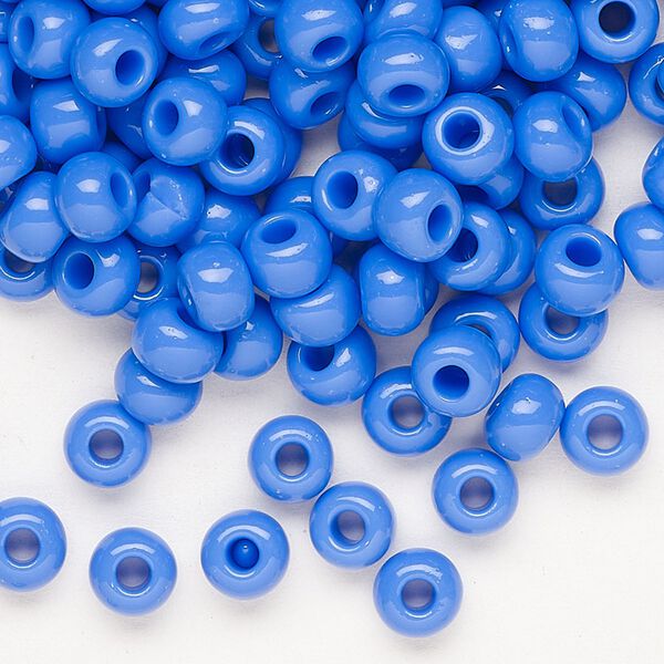 Seed bead, Preciosa Ornela, glass, opaque medium blue, #2 rocaille. Sold per 50-gram pkg. image number 0
