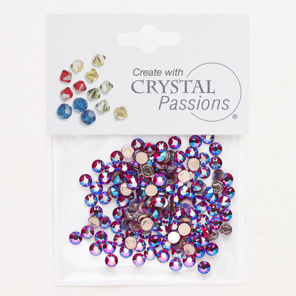 Flat back 1pkg144 Siam shimmer foil back, Crystal Passions&reg; rhinestone 3.80-4.00mm hotfix round SS16 image number 0