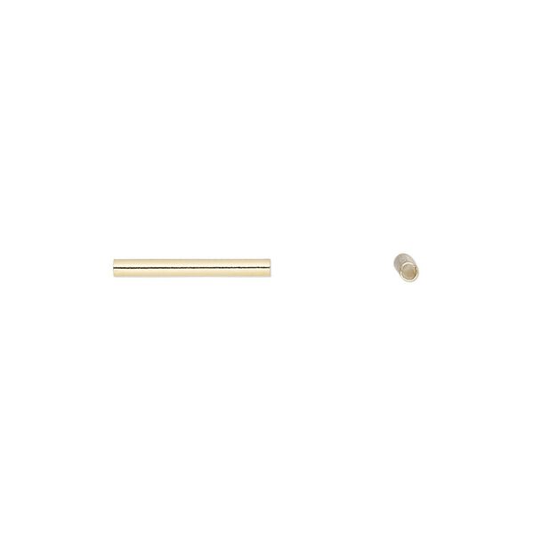 Bead, gold-plated brass, 13x1.5mm tube. Sold per pkg of 100. image number 0
