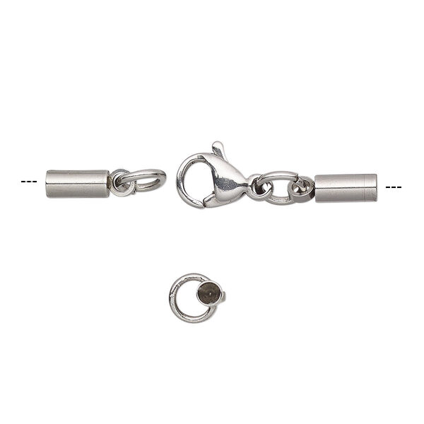 Clasp, lobster claw, stainless steel, 28x5.5mm with 8.5x5.5mm and 5x2mm cord ends, 1.5mm inside diameter. Sold individually. image number 0