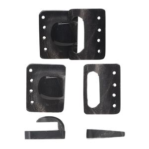 Clasp hook&eye 1pkg1 horn (natural), 37x31mm rectangle, 1-strand