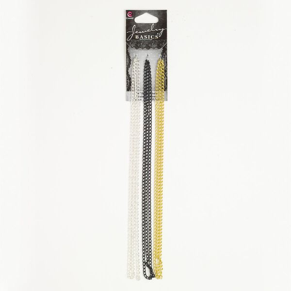 Chain assortment steel 1pk 2.1mm cable, mixed finish 19 inch image number 0