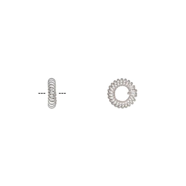 Bead, silver-plated copper, 7x2mm twisted rondelle. Sold per pkg of 50. image number 0
