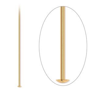 Head pin, gold-plated brass, 2 inches, 21 gauge. Sold per pkg of 500.